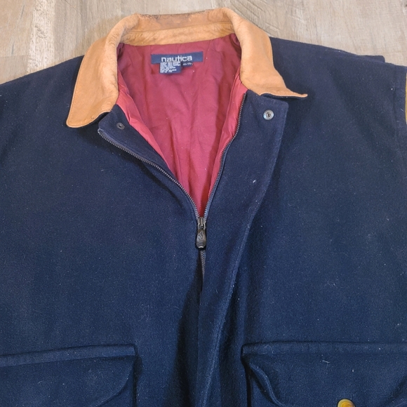 Vintage 90's Nautica Jacket Navy Blue/Brown Elbow Pads Size Extra Large - Picture 4 of 7